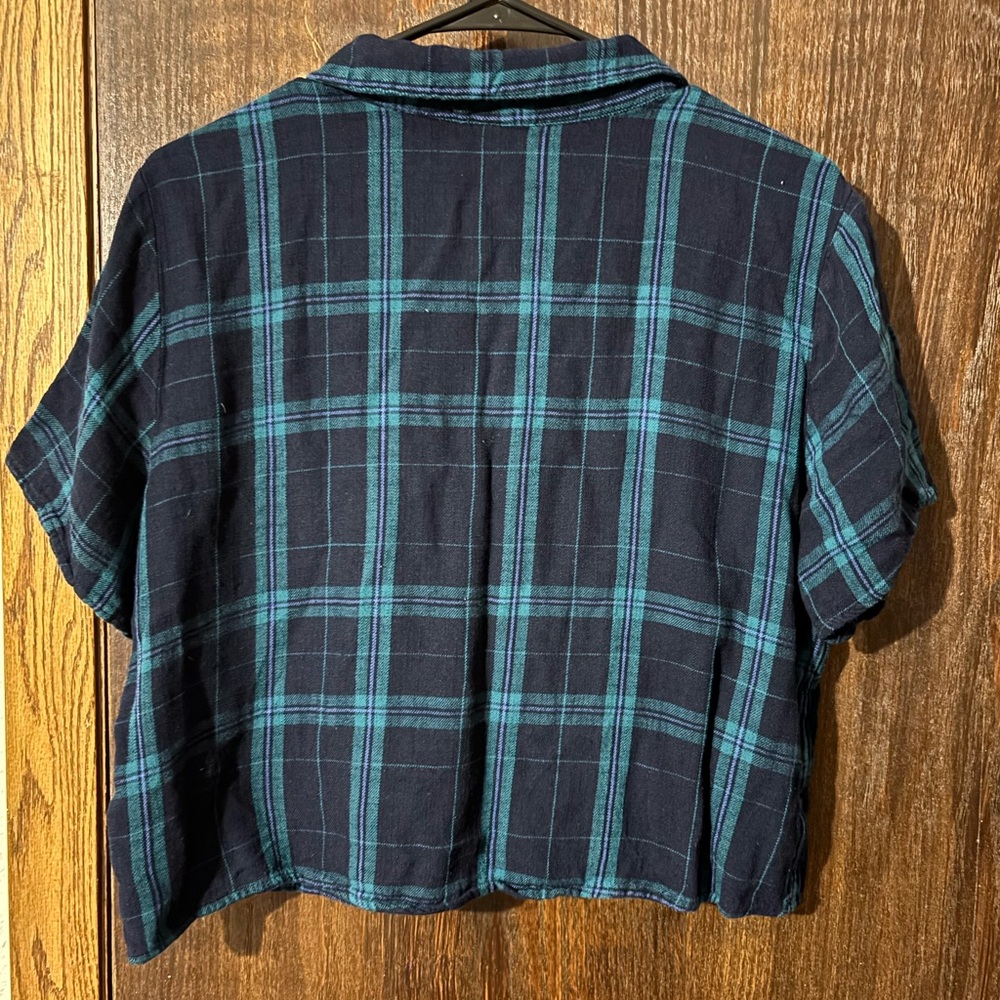 Wild Fable Navy and Teal Plaid Shirt - Picture 5 of 6